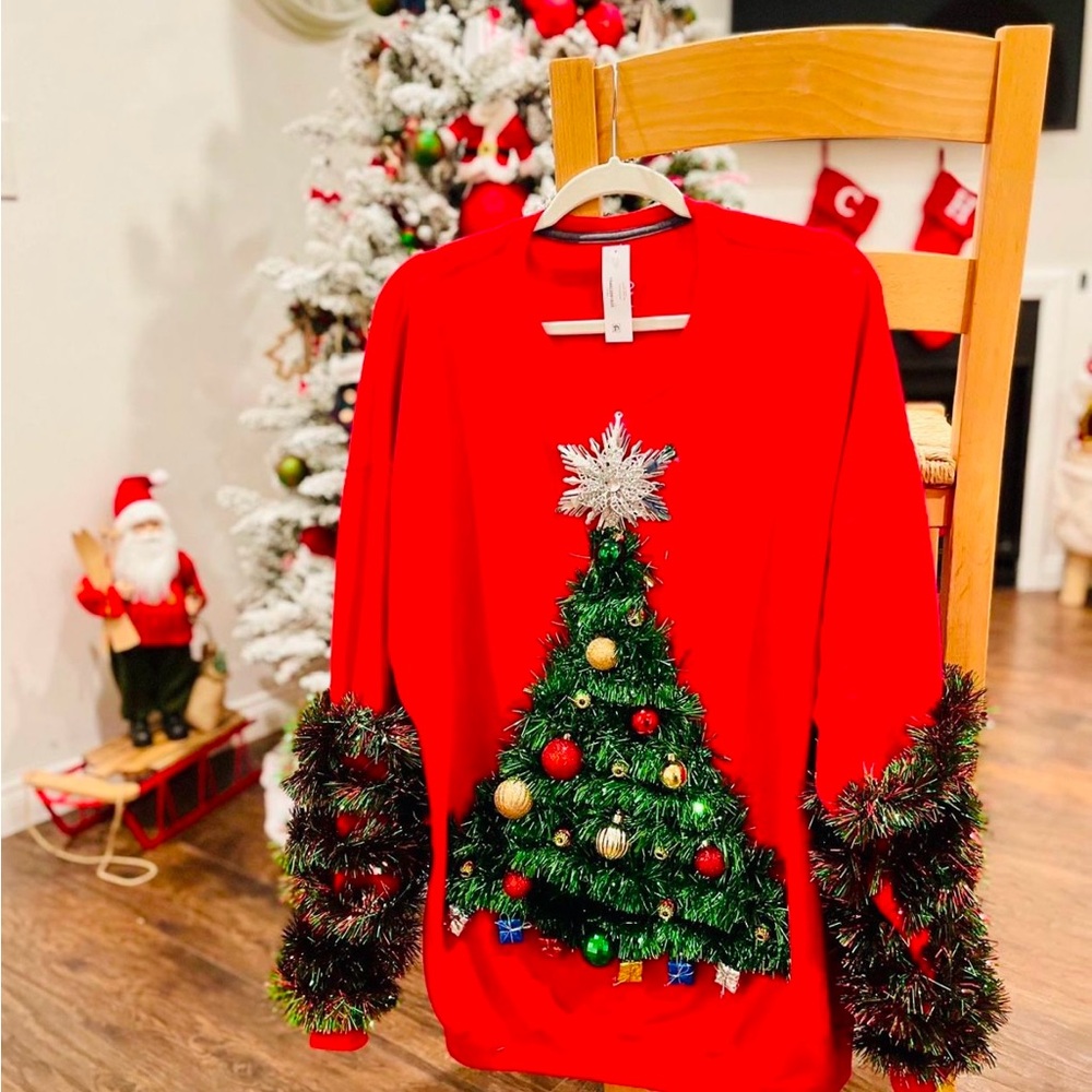 Festive Red Christmas Tree ugly Sweater